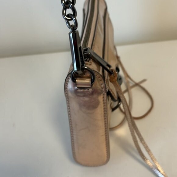 Rebecca Minkoff Mini MAC Rose Gold mirrored CrossBody Bag chain strap - Picture 8 of 13